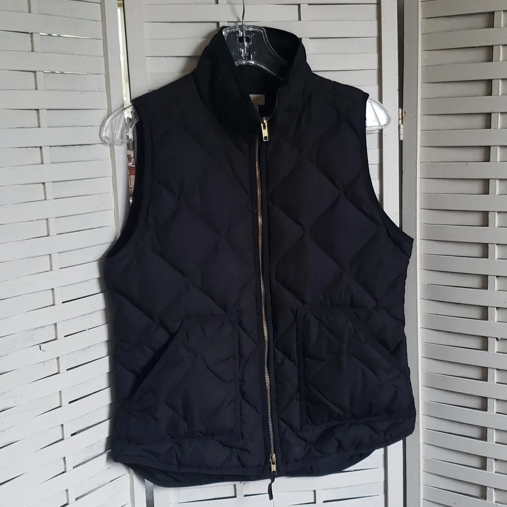 J. Crew black puff down filler women's vest size S
